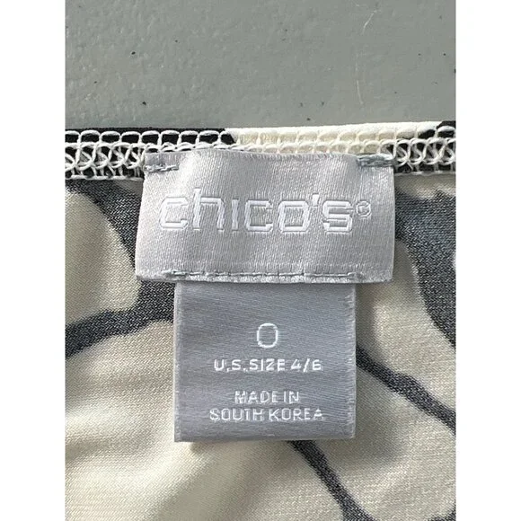 Chicos Easy Chic Cami Top Women 4 Sleeveless Abstract Print Classic Black Cream - Picture 5 of 8